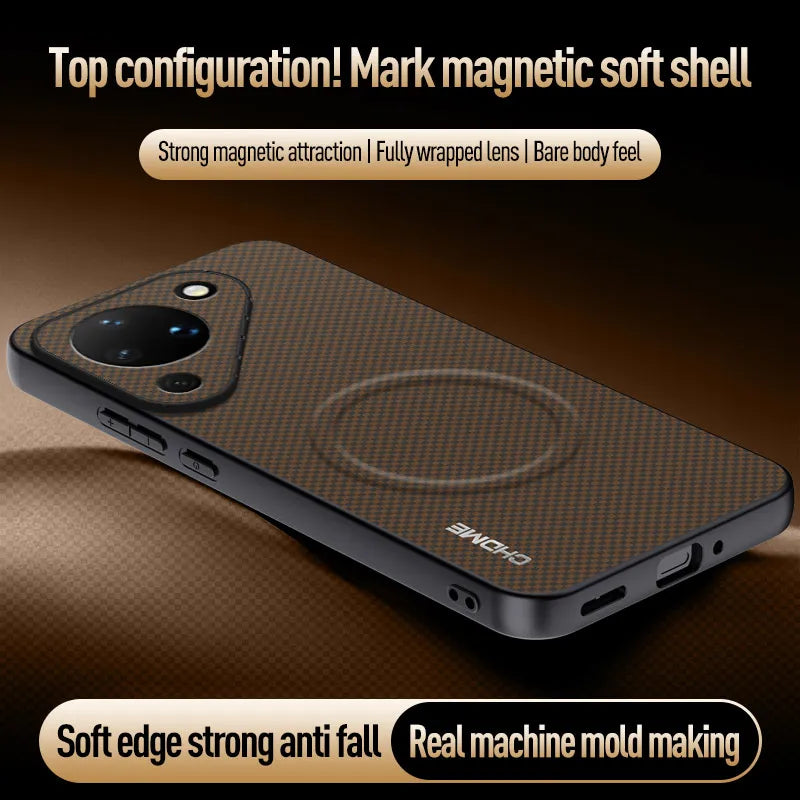 Luxury Magnetic Car Holder Mark Texture Leather Back case for Huawei Pura 90 Pro Max / Pro / 90 Lens Protection Soft Edge Cover