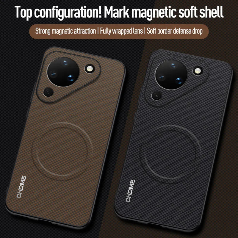 Luxury Magnetic Car Holder Mark Texture Leather Back case for Huawei Pura 90 Pro Max / Pro / 90 Lens Protection Soft Edge Cover