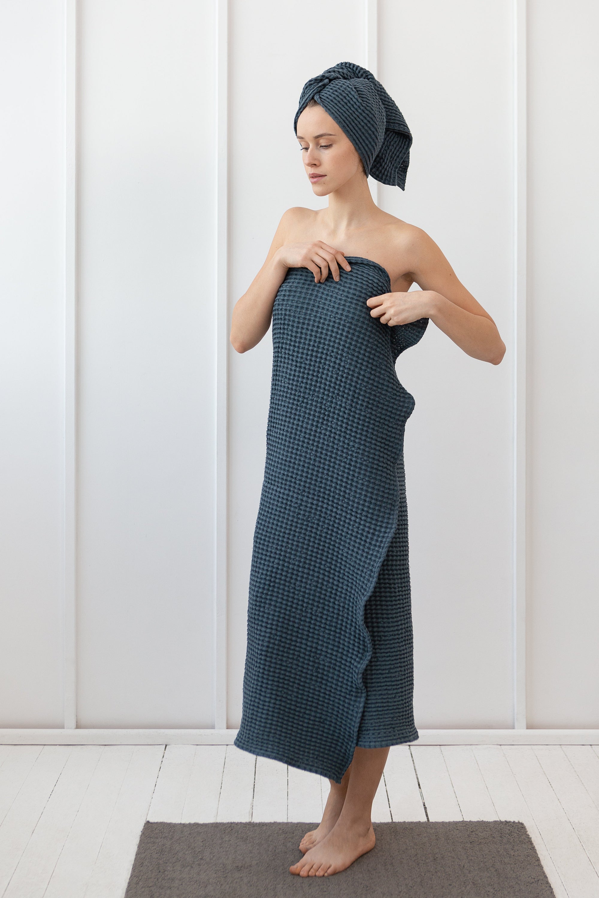 White linen waffle towel | European Linen Blend