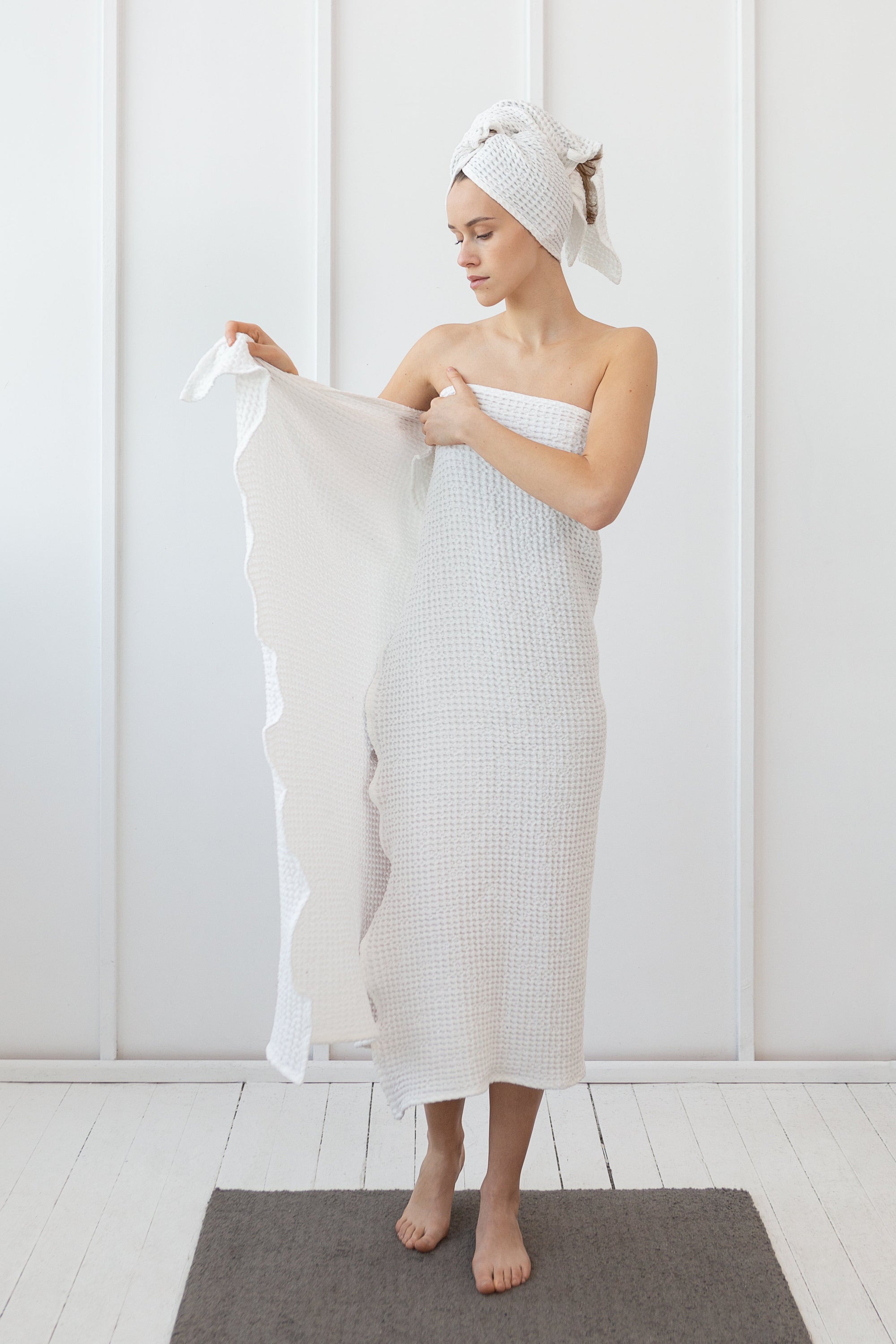 White linen waffle towel | European Linen Blend