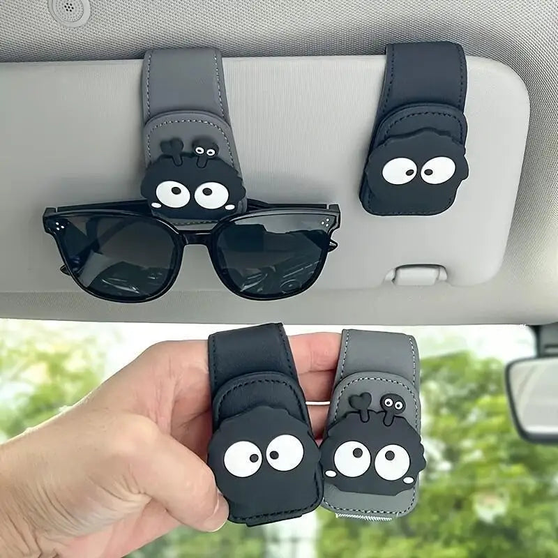Magnetic Car Sun Visor Glasses Clip - Cute Coal Elf Design, Strong Magnetic Holder for Fashion Glasses, Car Interior Accessories