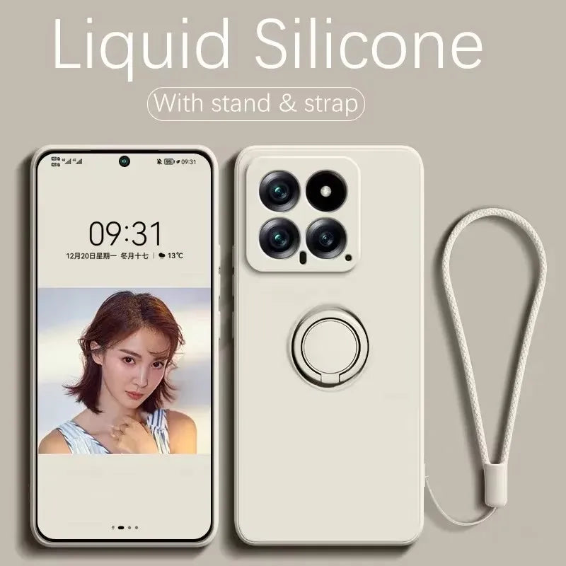 Luxury Liquid Silicone Magnetic Holder Stand Phone Case For XiaoMi 14T 15 Pro Redmi 13C 4G Note 13 14 15 Pro Plus 5G Back Cover