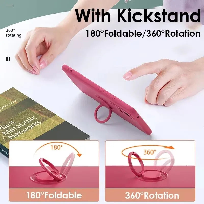 Luxury Liquid Silicone Magnetic Holder Stand Phone Case For XiaoMi 14T 15 Pro Redmi 13C 4G Note 13 14 15 Pro Plus 5G Back Cover