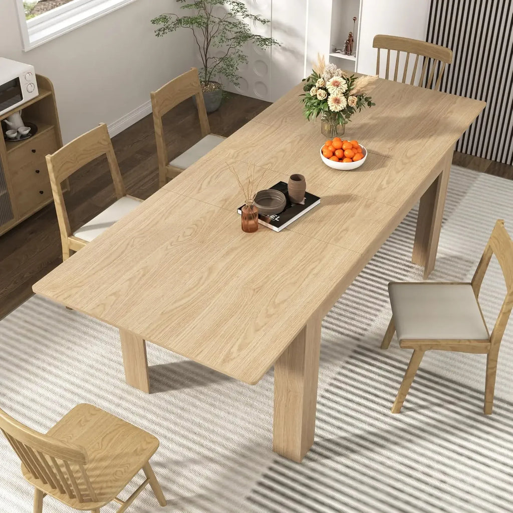 59"-86" Extendable Dining Table, Wooden Material, Fits 6-10 People, Perfect for Gatherings, Customized