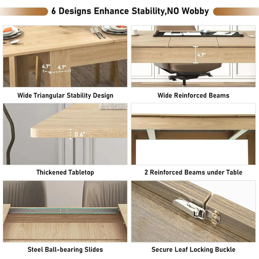59"-86" Extendable Dining Table, Wooden Material, Fits 6-10 People, Perfect for Gatherings, Customized