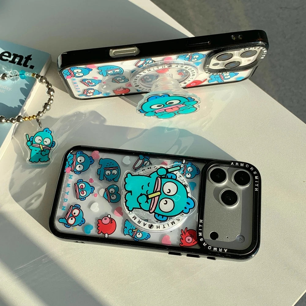 Sanrio Hangyodon Magnetic Holder Magsafe Wireless Charge Cute Cartoon Phone Case For iPhone 17 16 15 14 13 12 11 Pro Max Cover