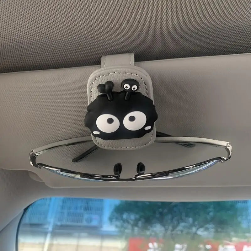 Magnetic Car Sun Visor Glasses Clip - Cute Coal Elf Design, Strong Magnetic Holder for Fashion Glasses, Car Interior Accessories