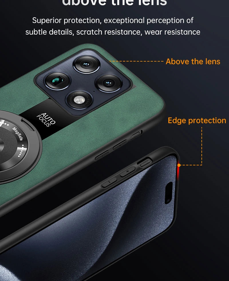 Case For Motorola Signature Moto Edge 70 Ultra X70 Air Pro Magnetic Holder Luxury Leather Phone Cover Ring Shell Silicone Bumper