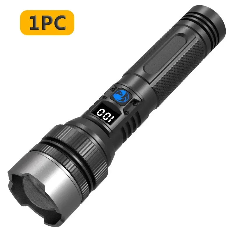 Lampe Torche LED 100000LM — Rechargeable, Zoom & Étanche 🔦