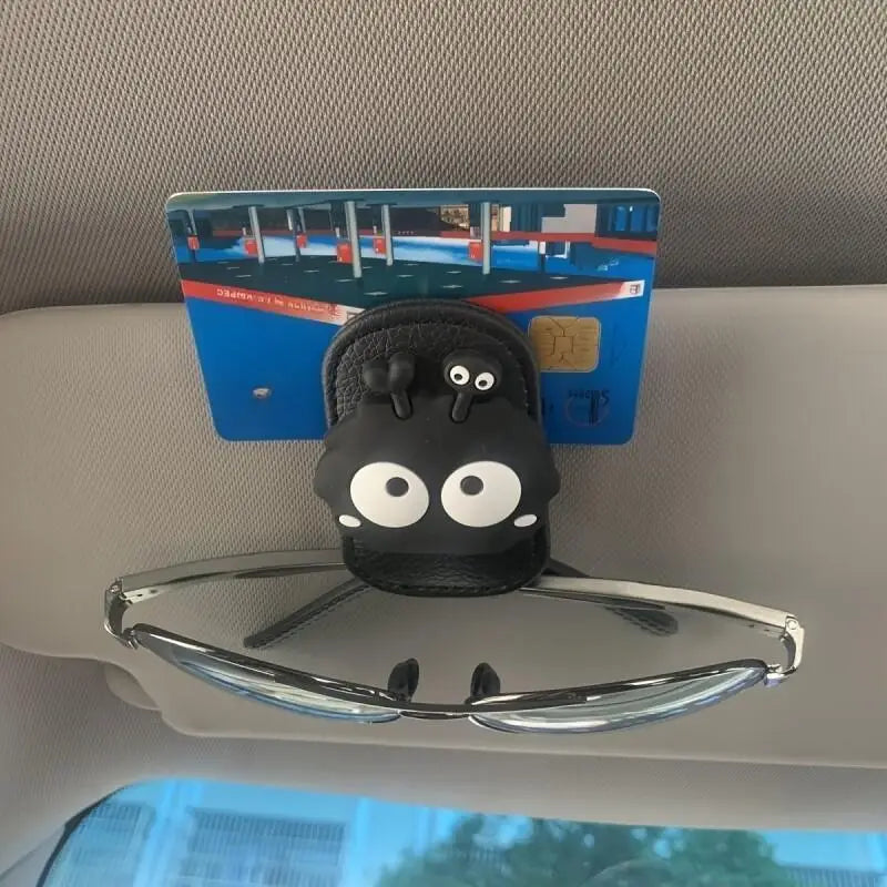 Magnetic Car Sun Visor Glasses Clip - Cute Coal Elf Design, Strong Magnetic Holder for Fashion Glasses, Car Interior Accessories