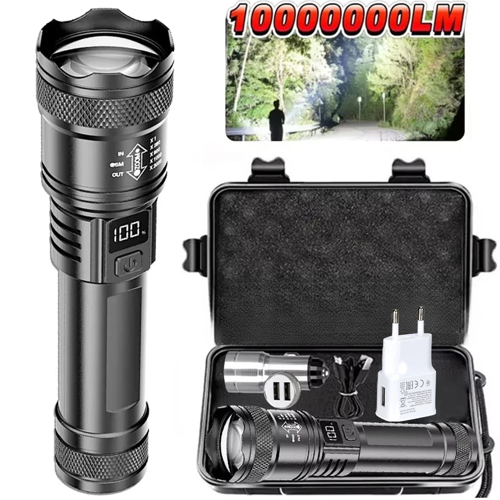 Lampe Torche LED 100000LM — Rechargeable, Zoom & Étanche 🔦