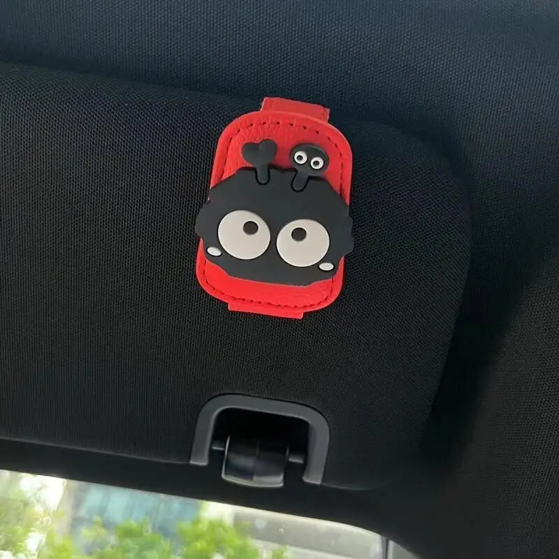 Magnetic Car Sun Visor Glasses Clip - Cute Coal Elf Design, Strong Magnetic Holder for Fashion Glasses, Car Interior Accessories