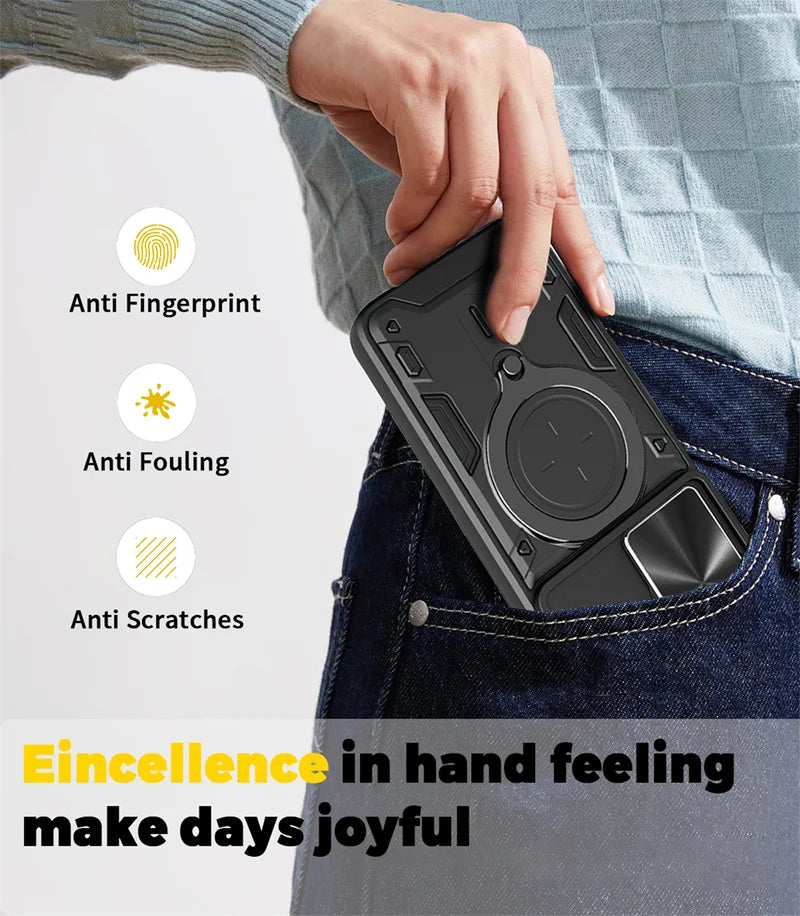 Funda For Xiaomi Poco X8 Pro Max 5G Case Car Magnetic Holder Ring Armor Phone Case For Poco X8Pro Max Slide Lens Protector Cover
