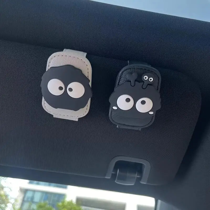 Magnetic Car Sun Visor Glasses Clip - Cute Coal Elf Design, Strong Magnetic Holder for Fashion Glasses, Car Interior Accessories