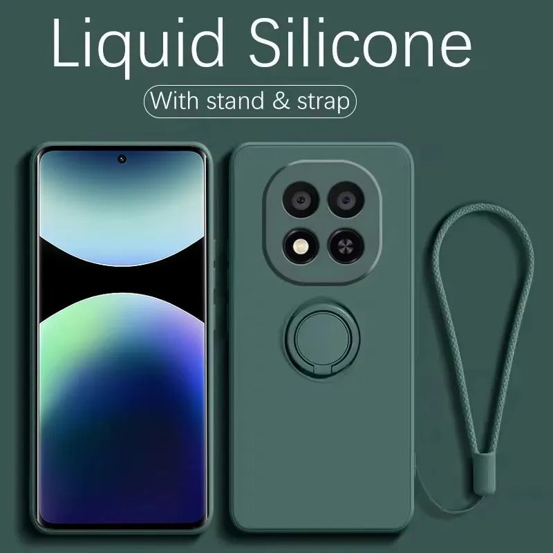Luxury Liquid Silicone Magnetic Holder Stand Phone Case For XiaoMi 14T 15 Pro Redmi 13C 4G Note 13 14 15 Pro Plus 5G Back Cover