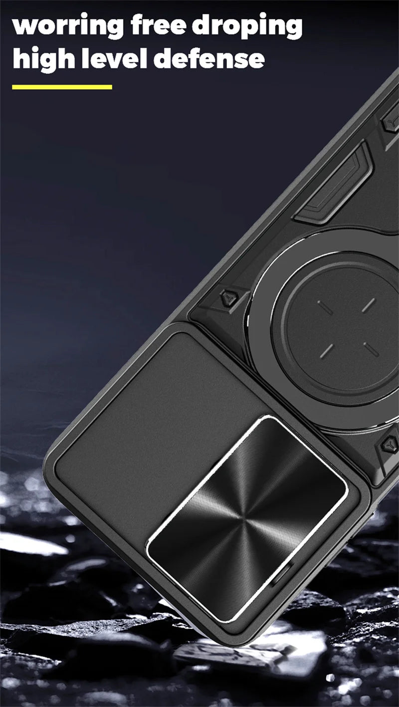 Funda For Xiaomi Poco X8 Pro Max 5G Case Car Magnetic Holder Ring Armor Phone Case For Poco X8Pro Max Slide Lens Protector Cover