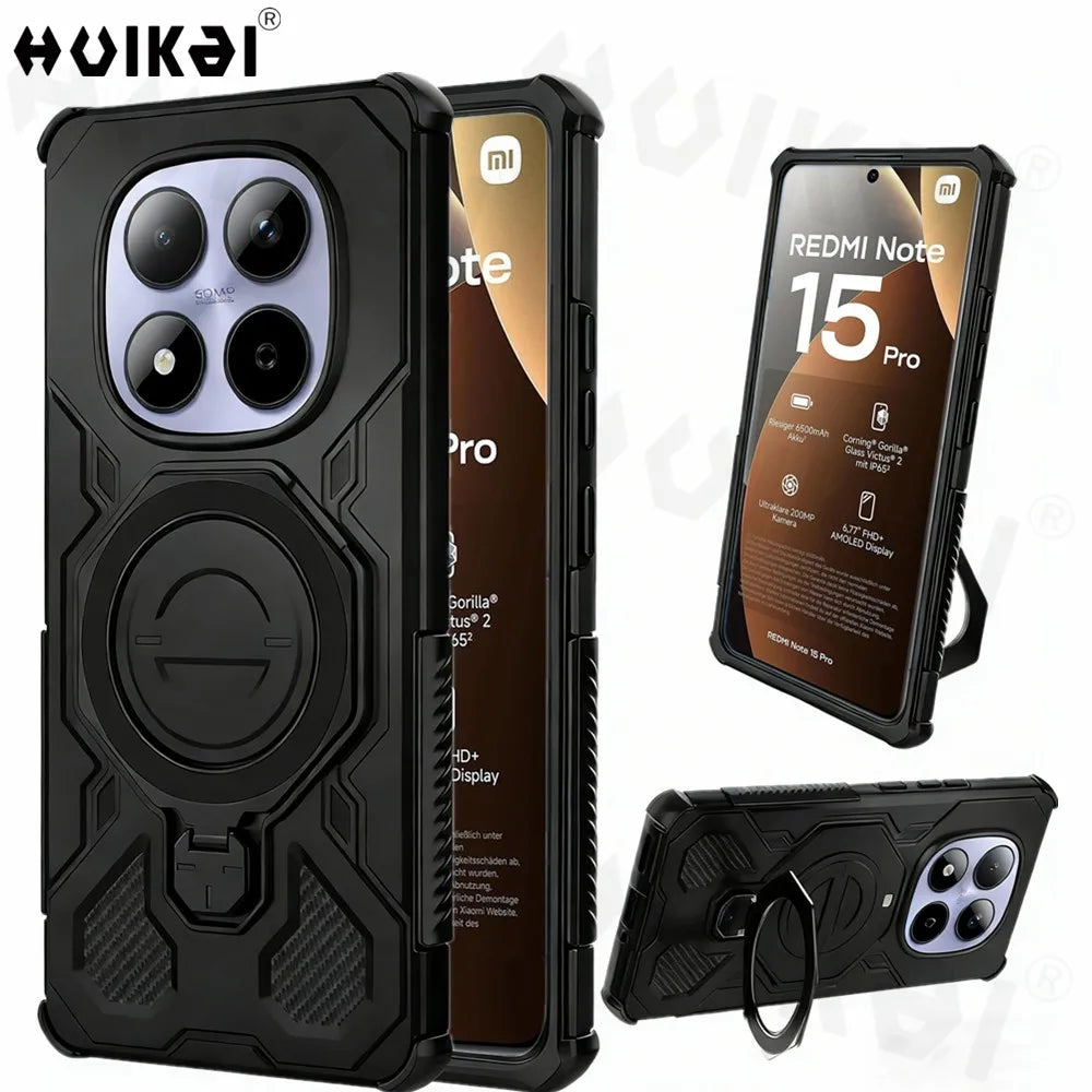 Case For Redmi Note 15 14 Pro Plus 5G Xiaomi 15T Pro MagSafe Stand Magnetic Holder Protection Stands Kickstand Protective Cover