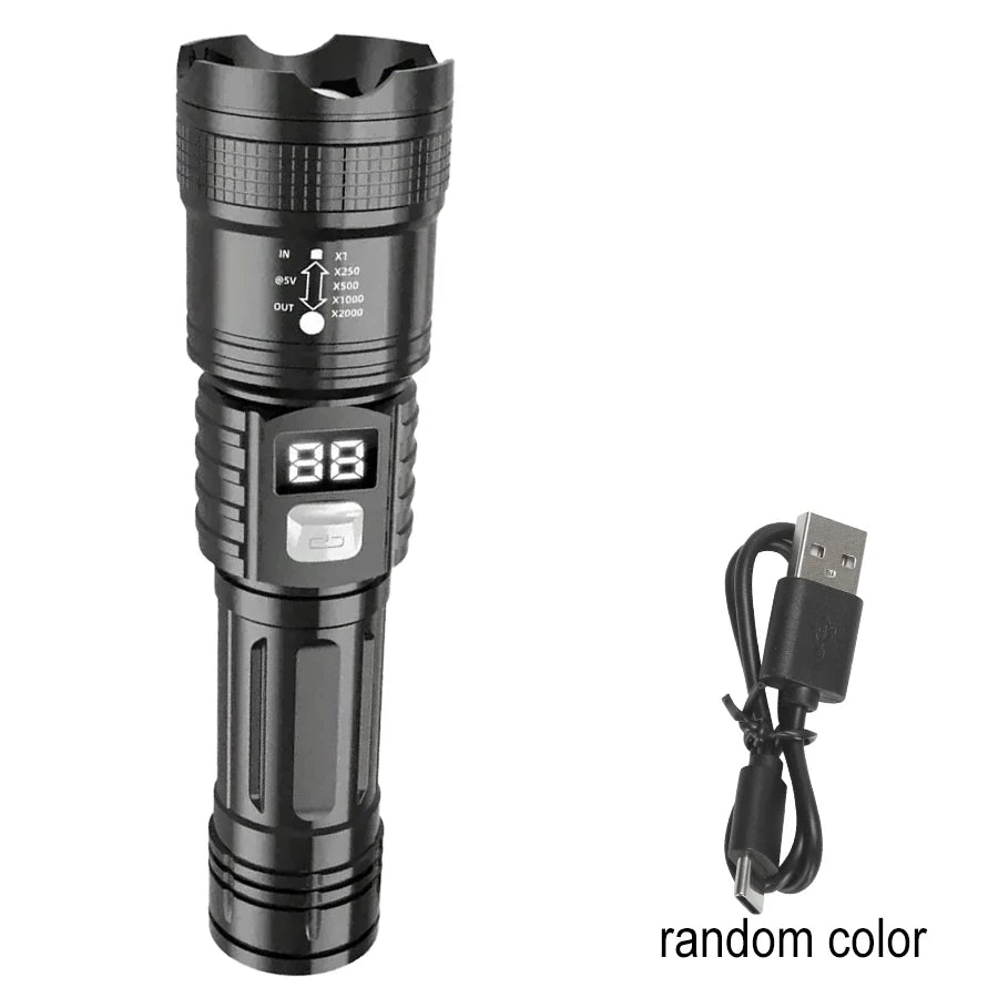 Lampe Torche LED 100000LM — Rechargeable, Zoom & Étanche 🔦