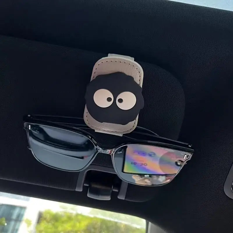 Magnetic Car Sun Visor Glasses Clip - Cute Coal Elf Design, Strong Magnetic Holder for Fashion Glasses, Car Interior Accessories
