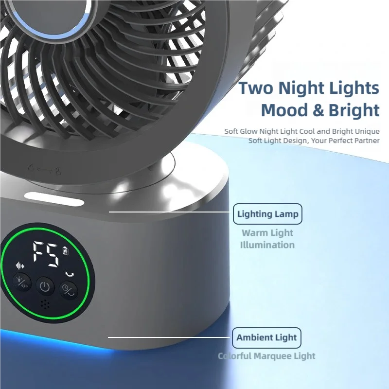 TINSOL Ventilateur de circulation d'air USB portable mural, avec fonction minuterie et veilleuse, refroidisseur d'air domestique