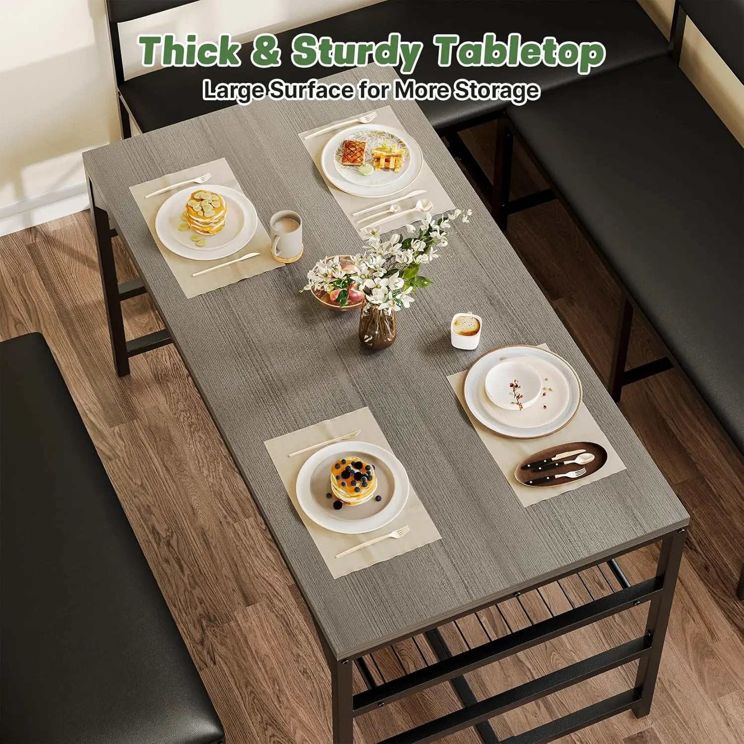 Kitchen Breakfast Nook Table Set with Soft Seat, Corner Dining Table Set for 4-6 People, Dining Room Sets for 4,, Customized