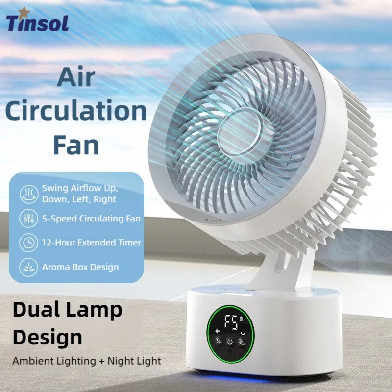 TINSOL Ventilateur de circulation d'air USB portable mural, avec fonction minuterie et veilleuse, refroidisseur d'air domestique