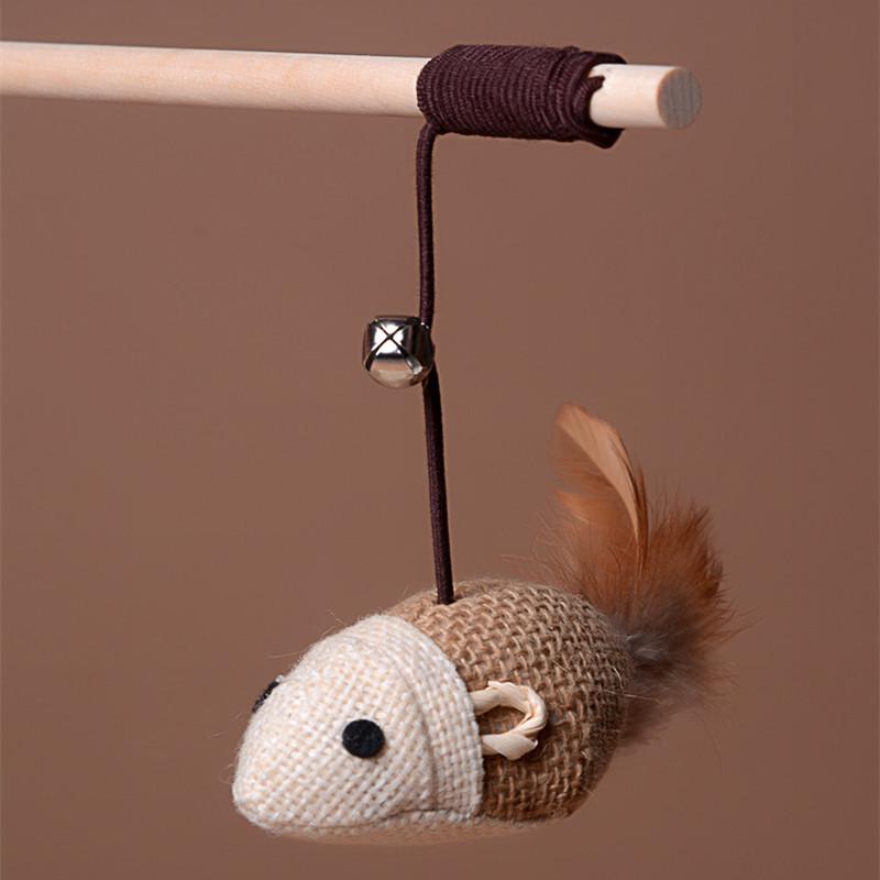 Pet cat toy Cute Design bird Feather dog toy cat tease wooden stick