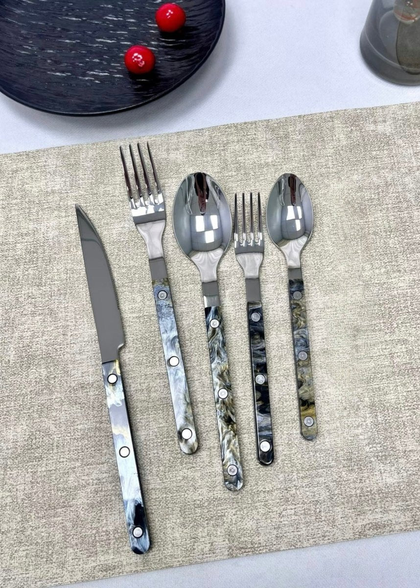 Set Of 10 Pcs Modern Elegant Terra Flatware - Bistrot Style Cutlery